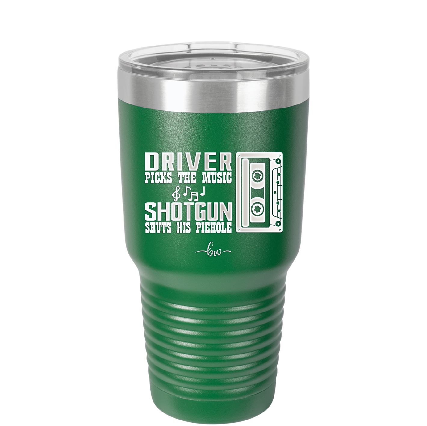 Driver Picks the Music Shotgun Shuts His Piehole - Laser Engraved Stainless Steel Drinkware - 2424 -