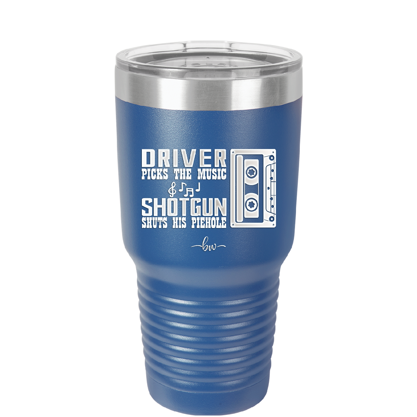 Driver Picks the Music Shotgun Shuts His Piehole - Laser Engraved Stainless Steel Drinkware - 2424 -