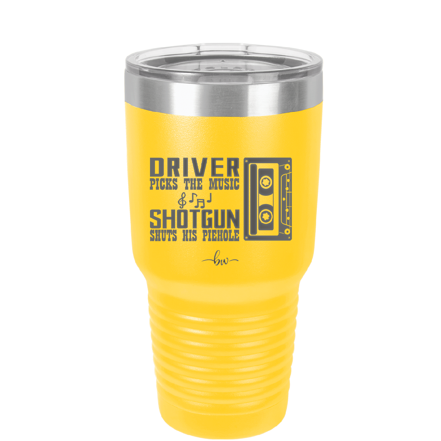 Driver Picks the Music Shotgun Shuts His Piehole - Laser Engraved Stainless Steel Drinkware - 2424 -