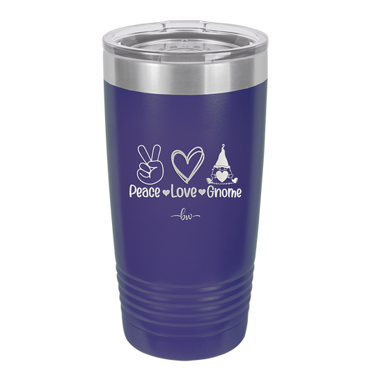 Peace Love Gnome - Laser Engraved Stainless Steel Drinkware - 2532 -