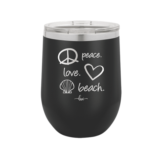 Peace Love Beach - Laser Engraved Stainless Steel Drinkware - 1463 -