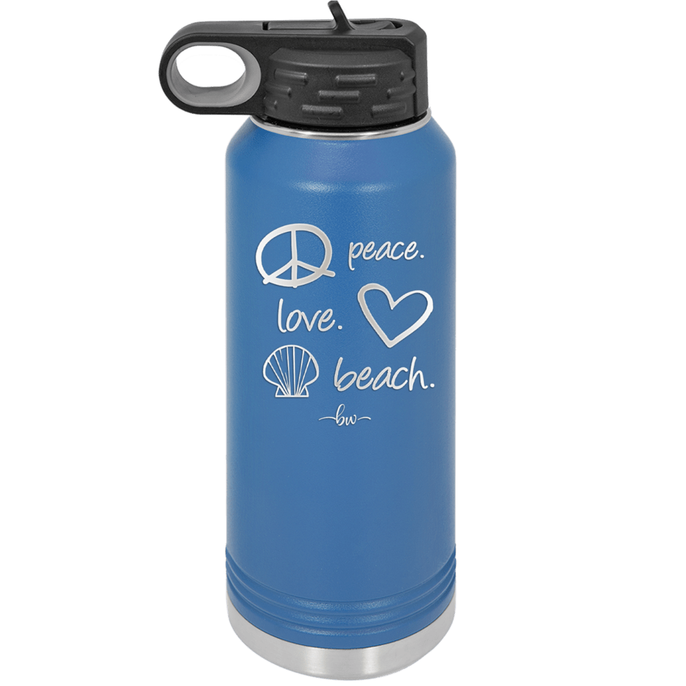 Peace Love Beach - Laser Engraved Stainless Steel Drinkware - 1463 -