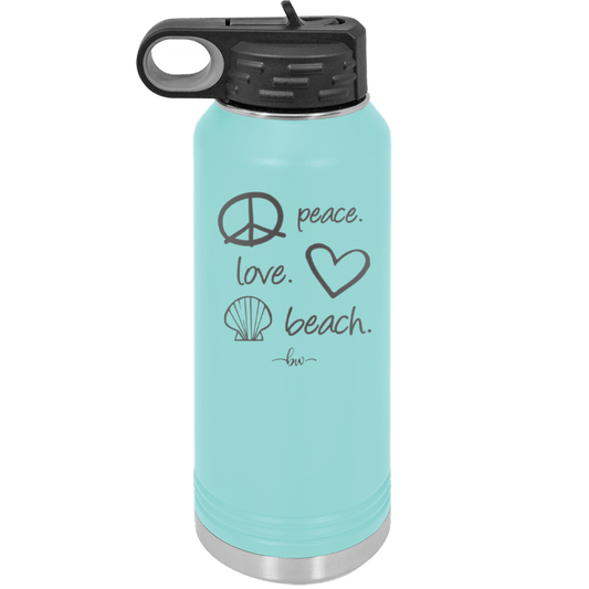 Peace Love Beach - Laser Engraved Stainless Steel Drinkware - 1463 -