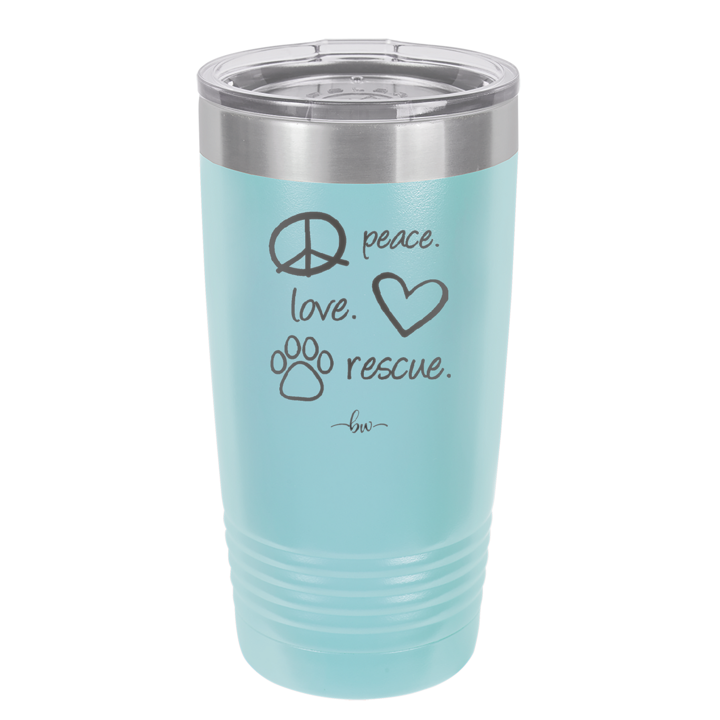 Peace.  Love.  Rescue.   - Laser Engraved Stainless Steel Drinkware - 1011 -