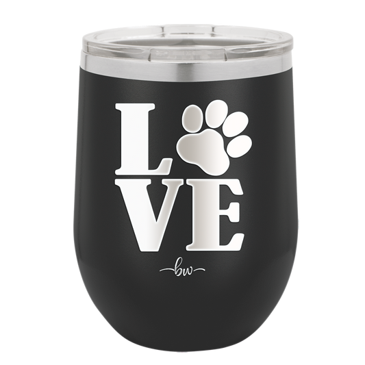 LOVE with Pawprint - Laser Engraved Stainless Steel Drinkware - 1018 -