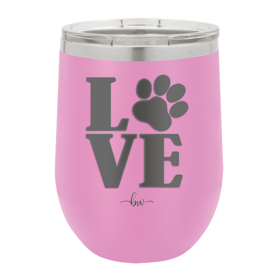 LOVE with Pawprint - Laser Engraved Stainless Steel Drinkware - 1018 -