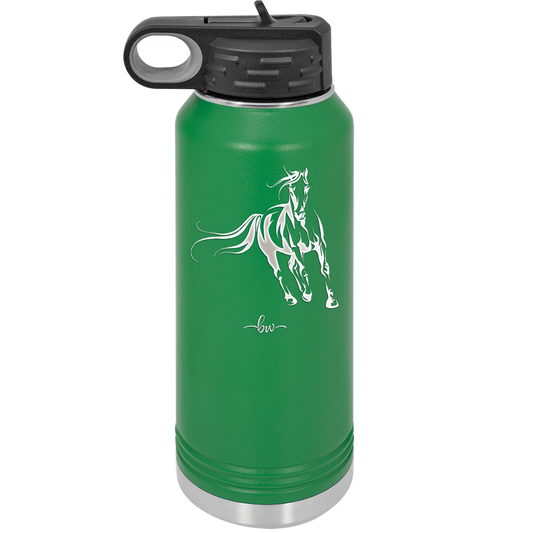 Running Horse - Laser Engraved Stainless Steel Drinkware - 1037 -