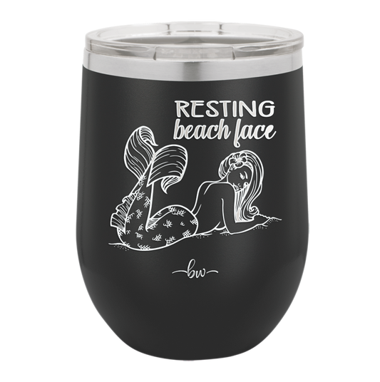 Resting Beach Face - Laser Engraved Stainless Steel Drinkware - 1099 -