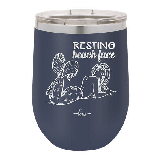 Resting Beach Face - Laser Engraved Stainless Steel Drinkware - 1099 -