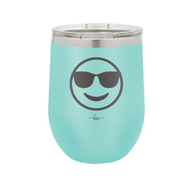 Smile Emoji with Sunglasses - Laser Engraved Stainless Steel Drinkware - 1136 -