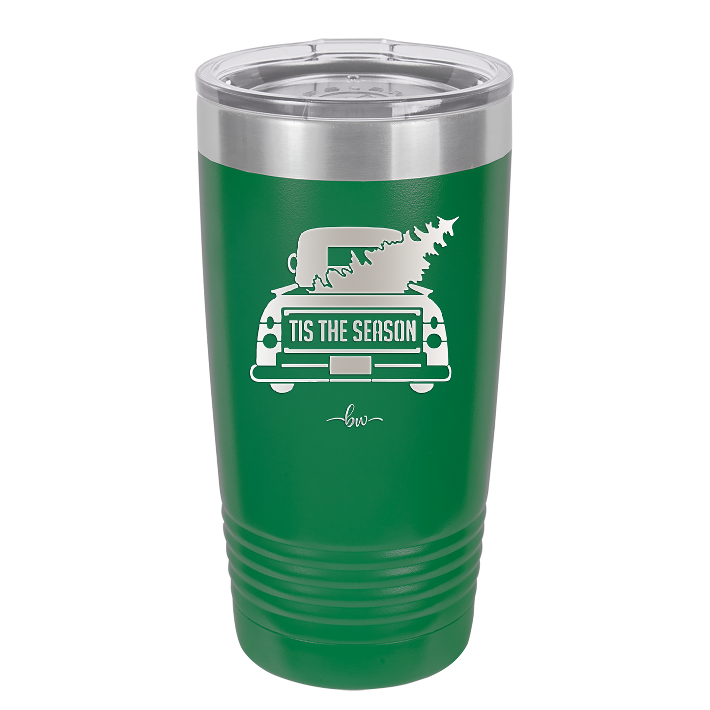 Tis the Season Truck with Christmas Tree- Laser Engraved Stainless Steel Drinkware - 1220 -