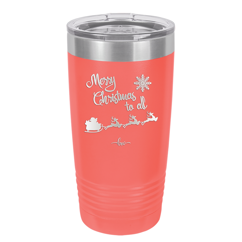 Merry Christmas to All Santa Sleigh - Laser Engraved Stainless Steel Drinkware - 1226 -