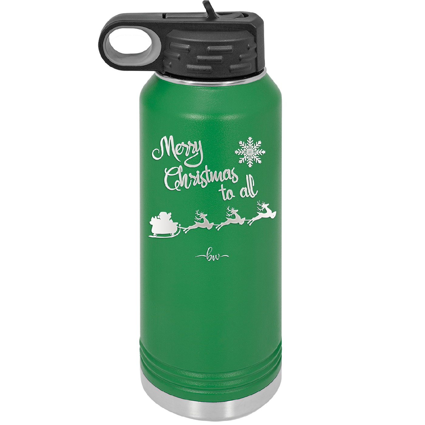 Merry Christmas to All Santa Sleigh - Laser Engraved Stainless Steel Drinkware - 1226 -