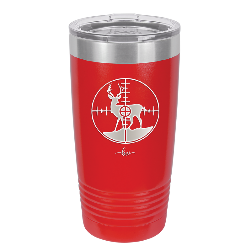 Deer in Crosshair Bullseye Buck Hunter - Laser Engraved Stainless Steel Drinkware - 1246 -