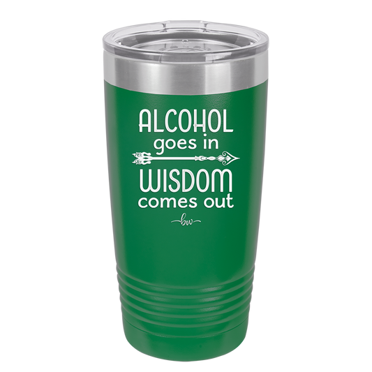 Alcohol Goes in, Wisdom Comes Out - Laser Engraved Stainless Steel Drinkware - 1309 -