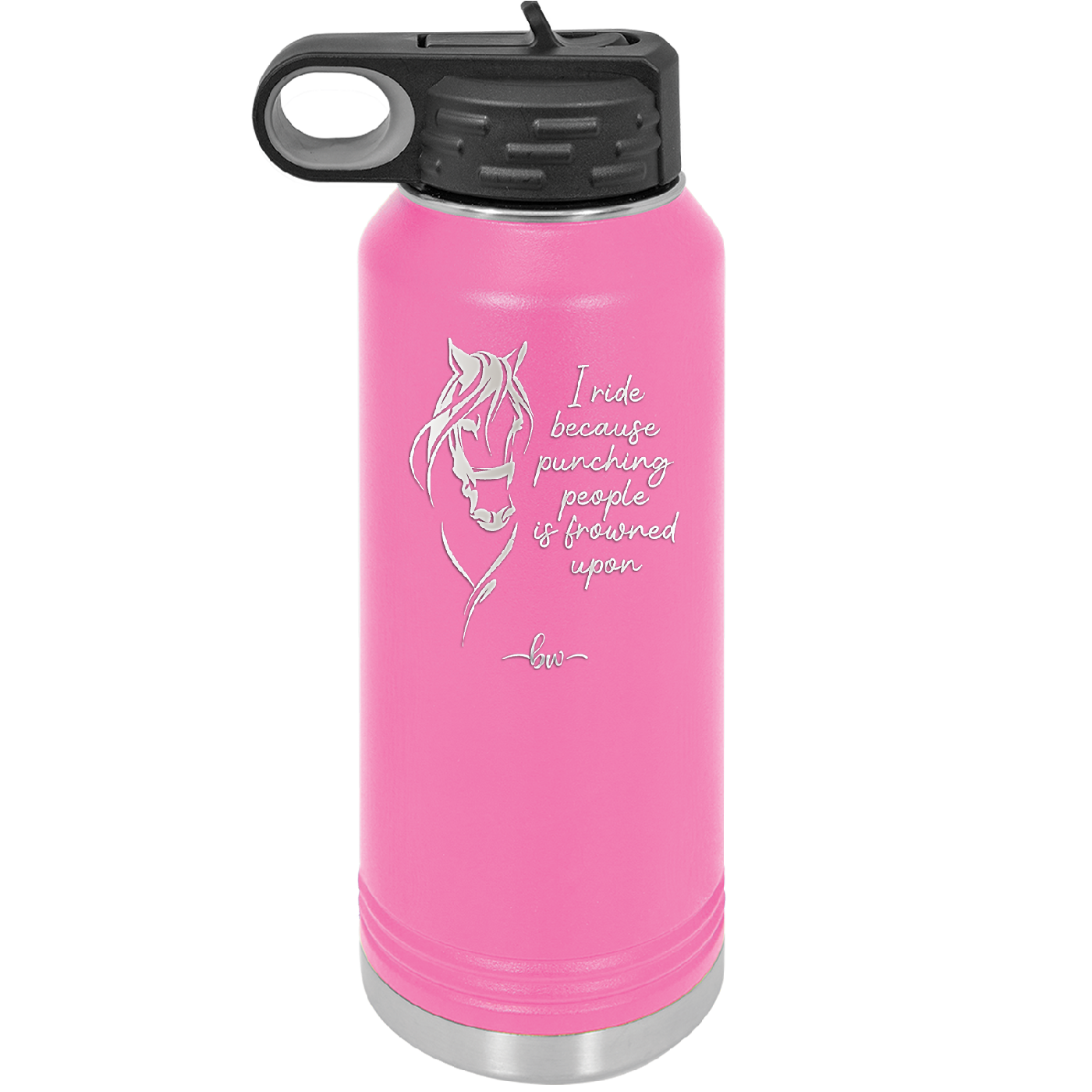 I Ride Because Punching People is Frowned Upon - Laser Engraved Stainless Steel Drinkware - 1382 -