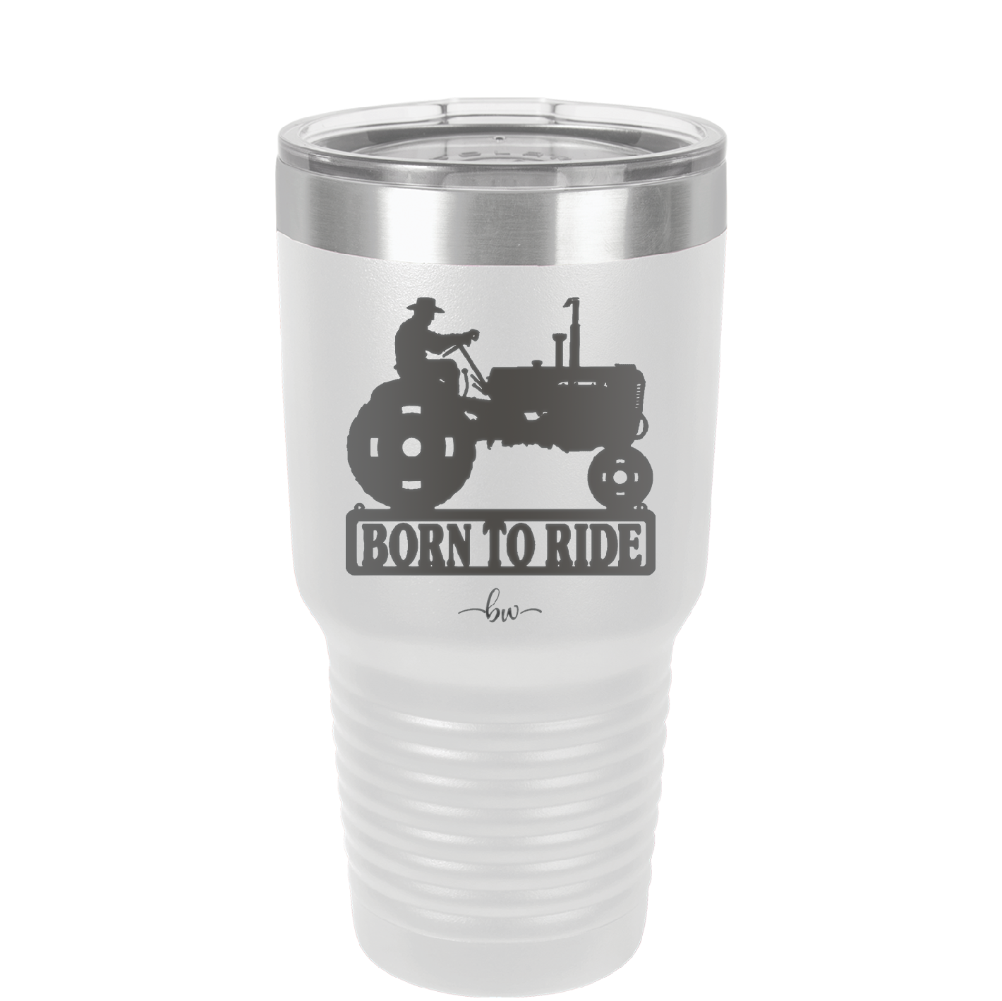 Born to Ride with Tractor - Laser Engraved Stainless Steel Drinkware - 1394 -