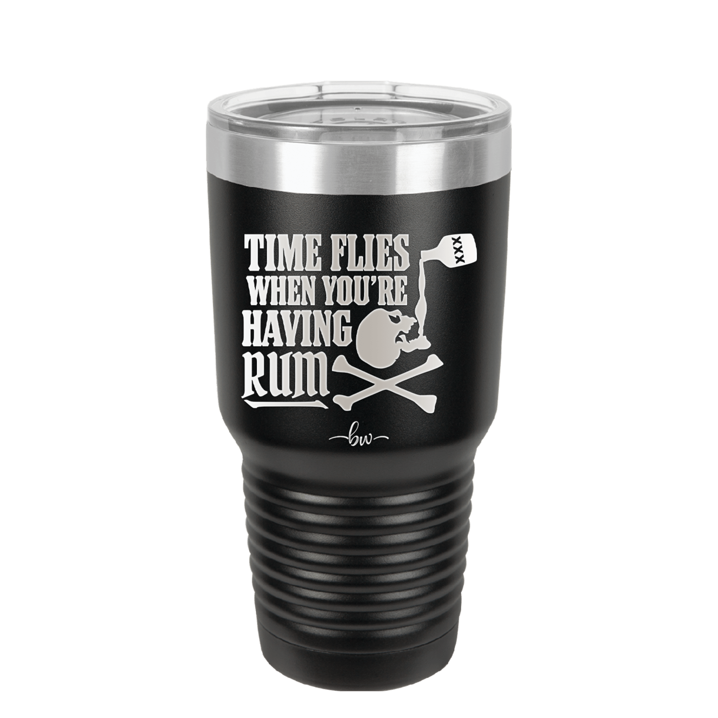 Time Flies When You're Having Rum 2 - Laser Engraved Stainless Steel Drinkware - 1423 -