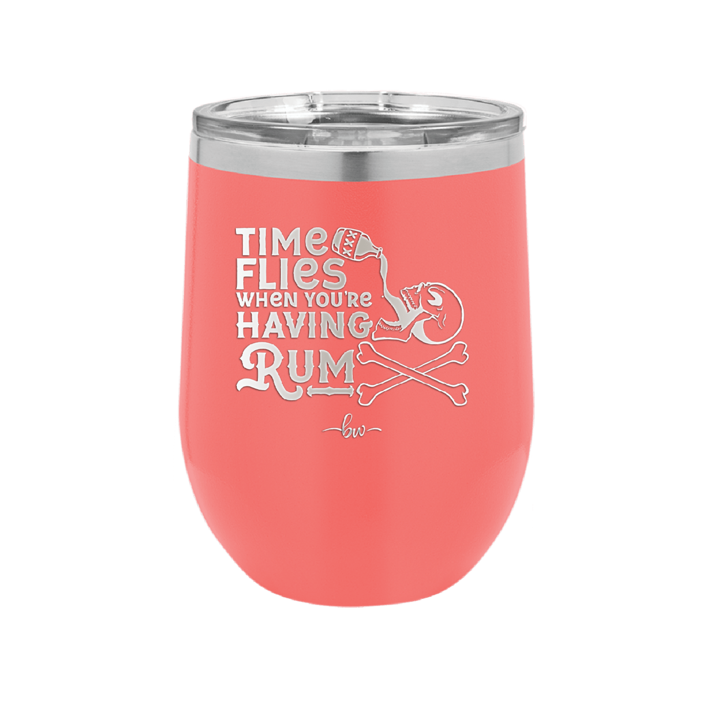Time Flies When You're Having Rum 3 - Laser Engraved Stainless Steel Drinkware - 1424 -