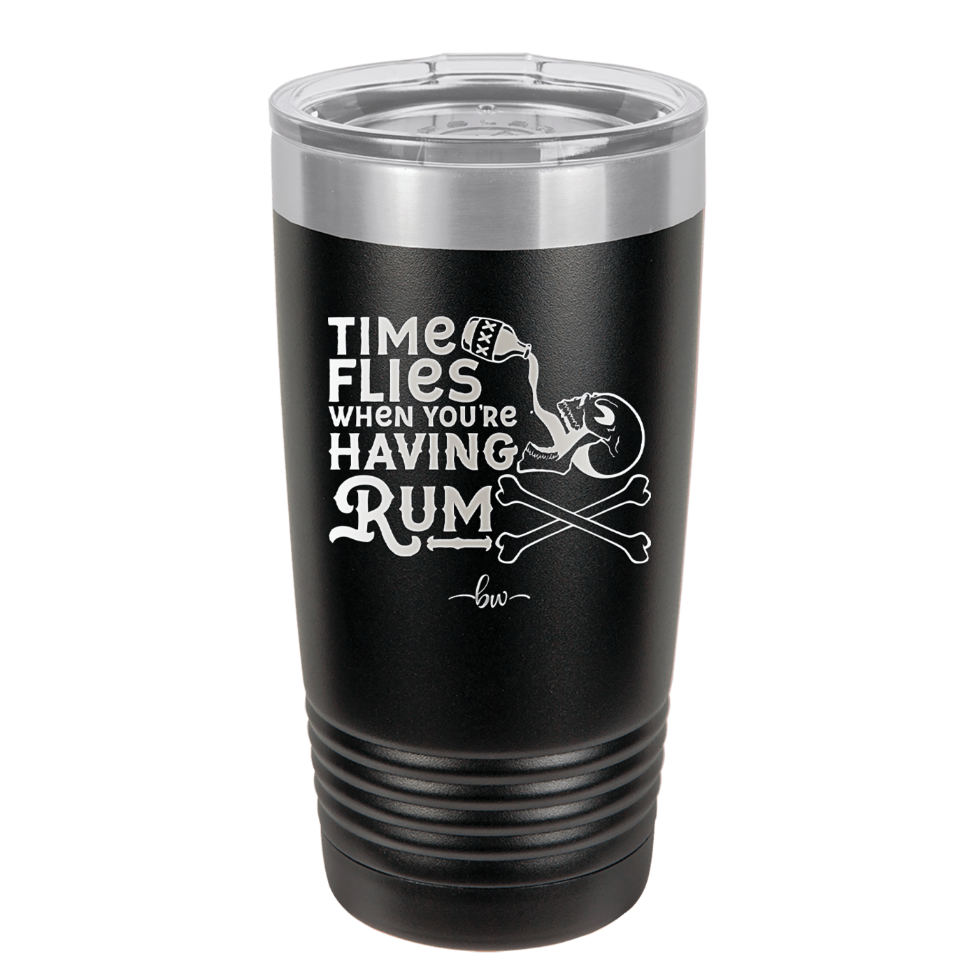 Time Flies When You're Having Rum 3 - Laser Engraved Stainless Steel Drinkware - 1424 -