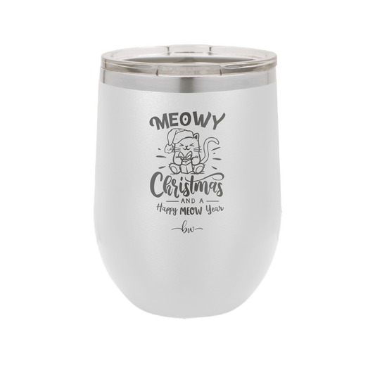 Meowy Christmas and Happy Meow Year - Laser Engraved Stainless Steel Drinkware - 1425 -