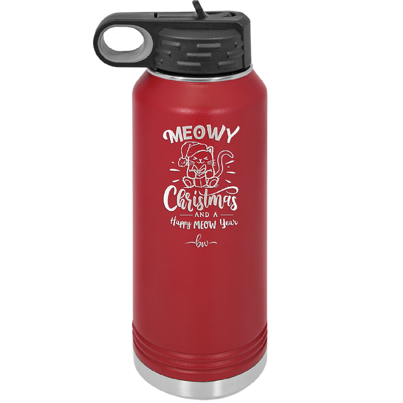 Meowy Christmas and Happy Meow Year - Laser Engraved Stainless Steel Drinkware - 1425 -
