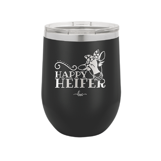 Happy Heifer Polka Dots - Laser Engraved Stainless Steel Drinkware - 1484 -