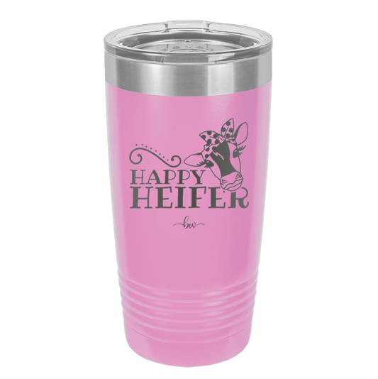 Happy Heifer Polka Dots - Laser Engraved Stainless Steel Drinkware - 1484 -