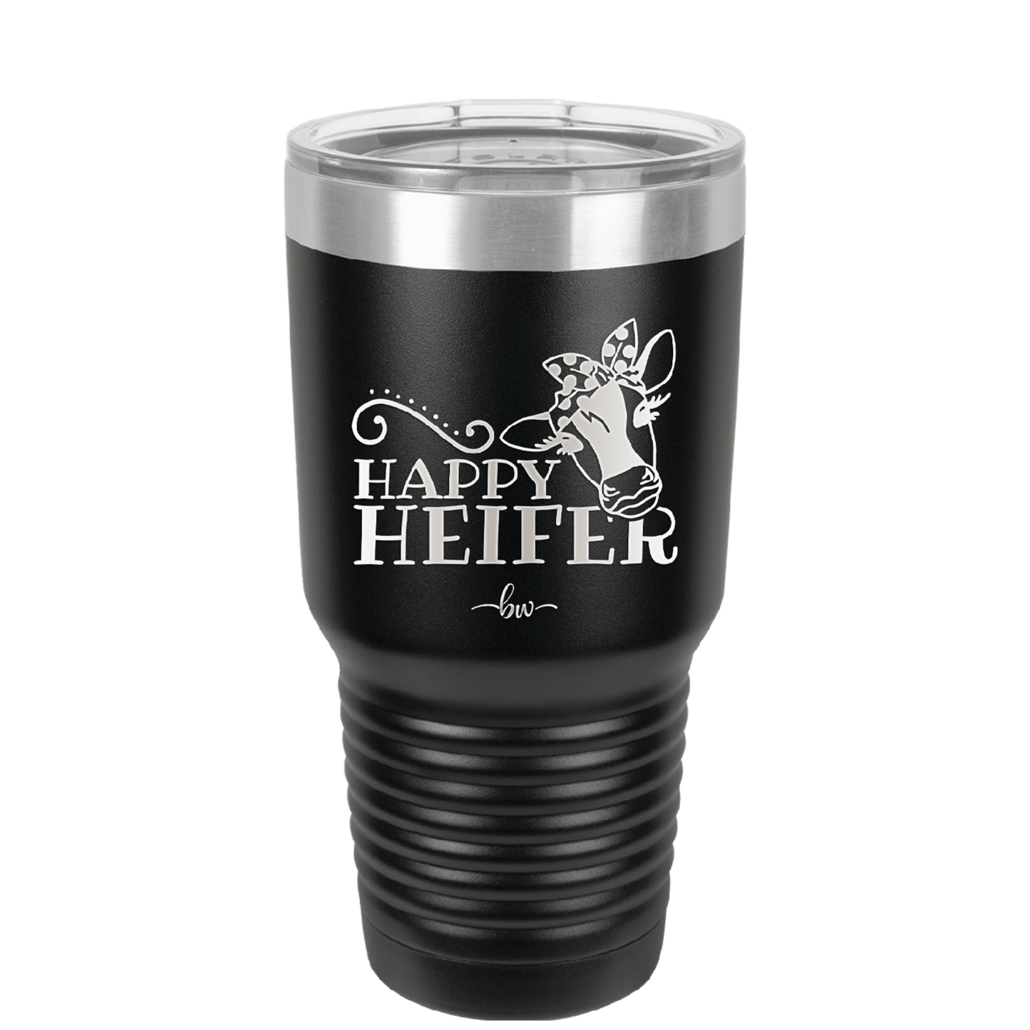 Happy Heifer Polka Dots - Laser Engraved Stainless Steel Drinkware - 1484 -
