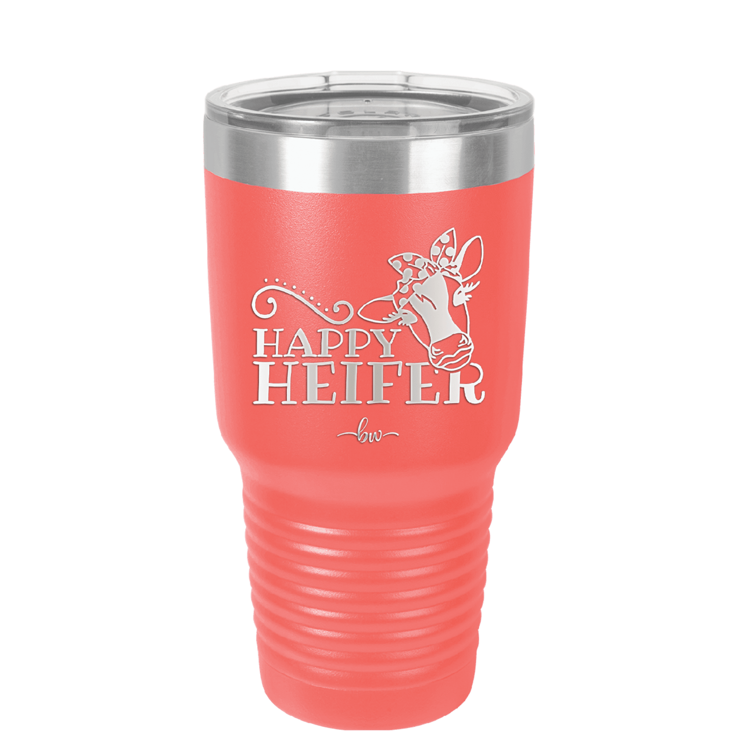 Happy Heifer Polka Dots - Laser Engraved Stainless Steel Drinkware - 1484 -
