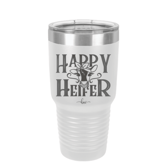 Happy Heifer Bow - Laser Engraved Stainless Steel Drinkware - 1485 -