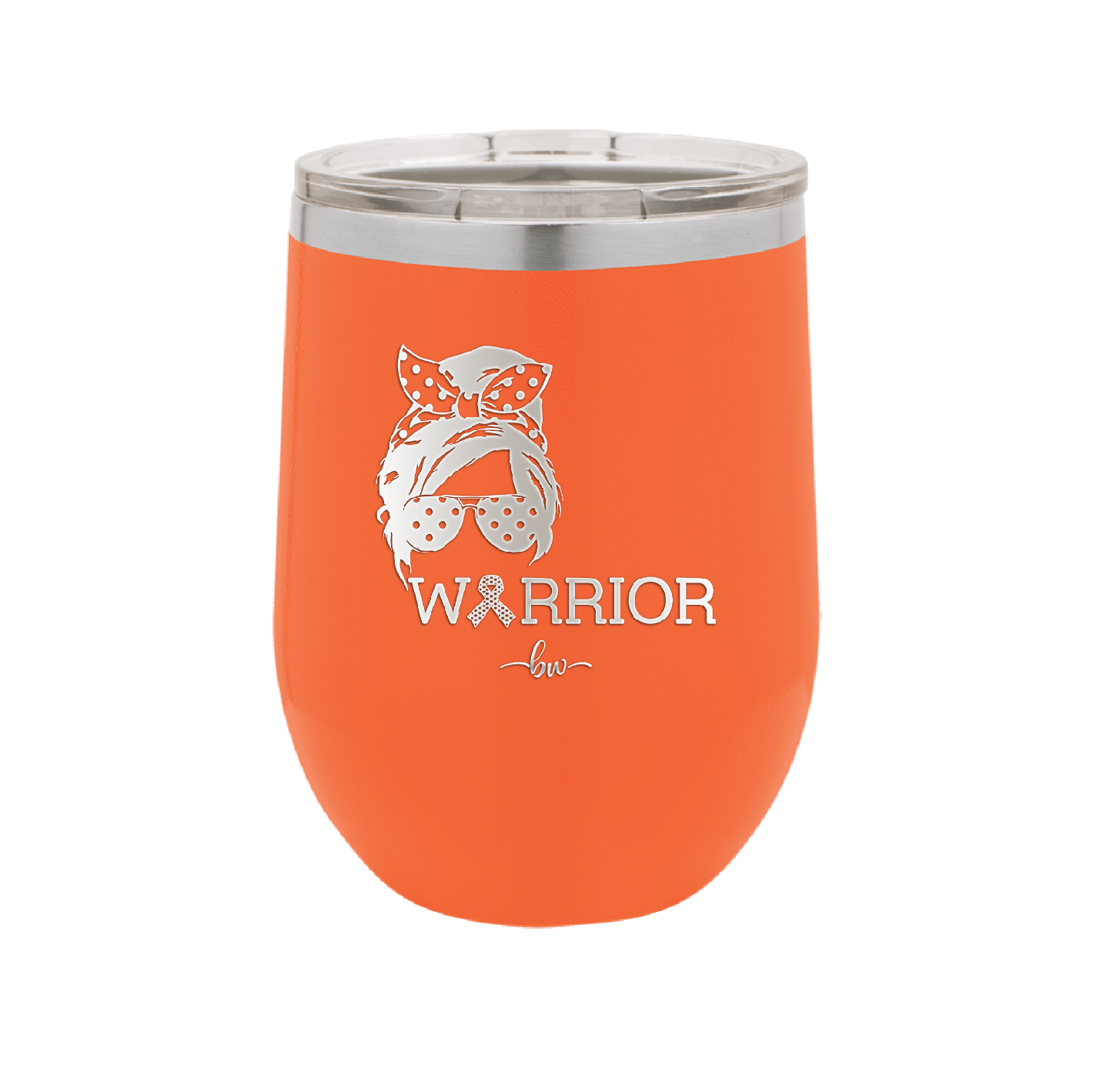 Breast Cancer Warrior Woman With Bow - Laser Engraved Stainless Steel Drinkware - 1519 -