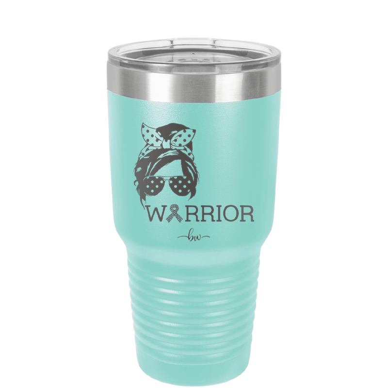 Breast Cancer Warrior Woman With Bow - Laser Engraved Stainless Steel Drinkware - 1519 -
