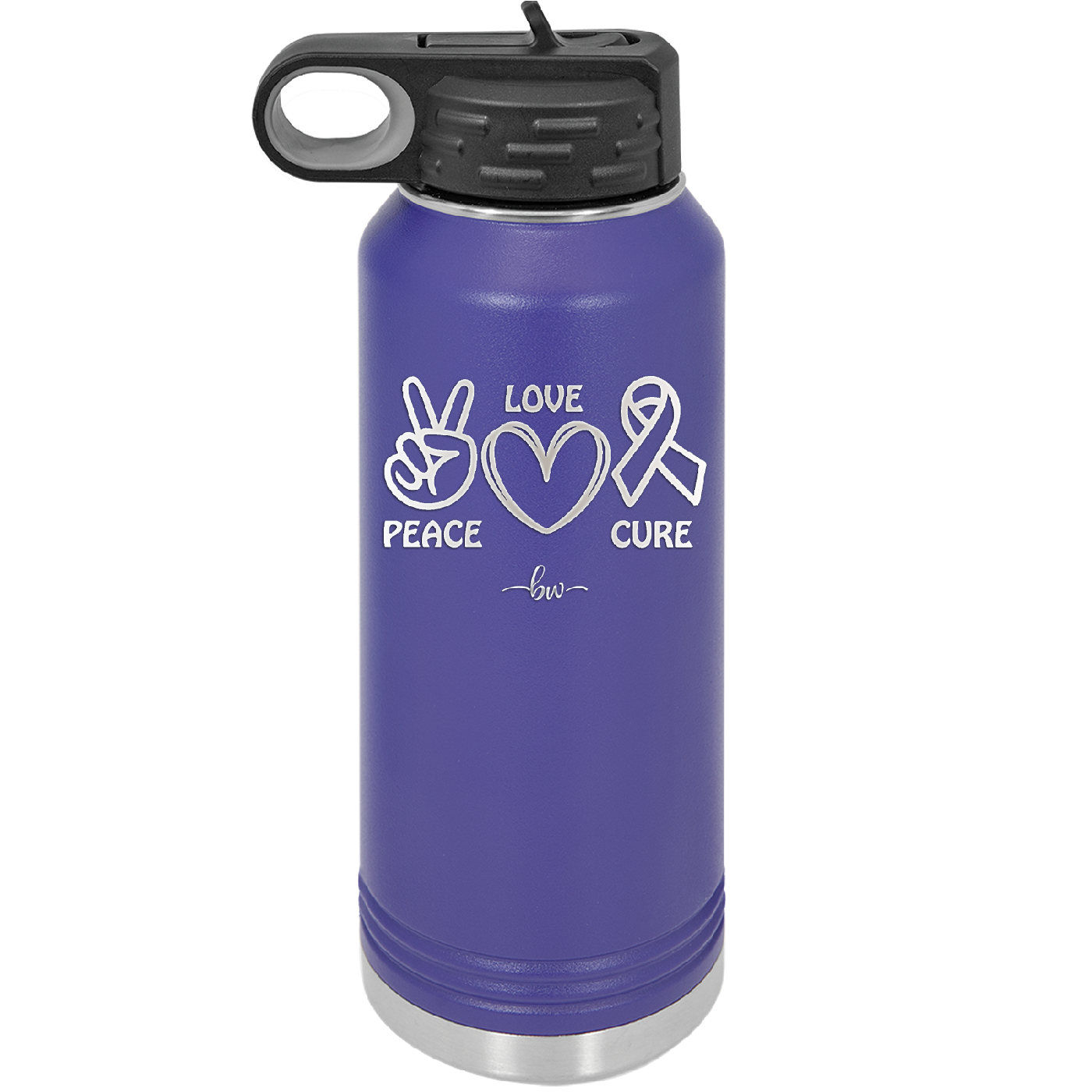 Peace Love Cure Cancer - Laser Engraved Stainless Steel Drinkware - 1525 -