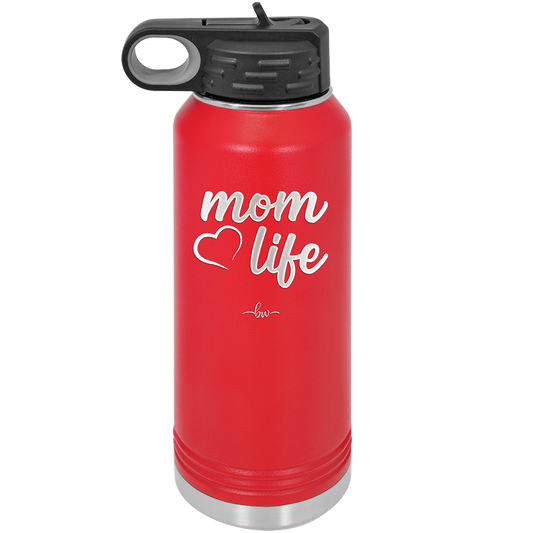 Mom Life with Heart - Laser Engraved Stainless Steel Drinkware - 1573 -