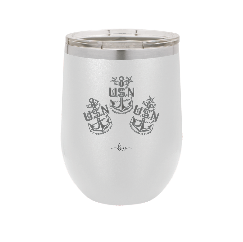 USN Petty Officer Anchor - Laser Engraved Stainless Steel Drinkware - 1609 -