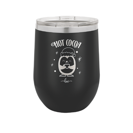 Hot Cocoa Penguin - Laser Engraved Stainless Steel Drinkware - 1636 -