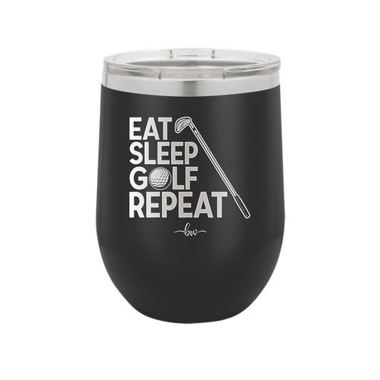 Eat Sleep Golf Repeat 1 - Laser Engraved Stainless Steel Drinkware - 1656 -