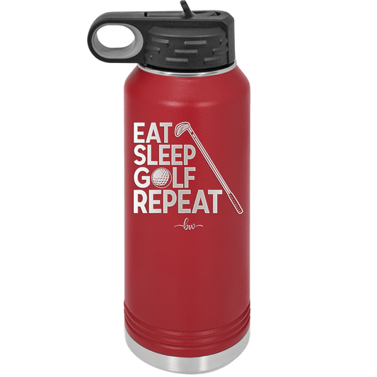 Eat Sleep Golf Repeat 1 - Laser Engraved Stainless Steel Drinkware - 1656 -