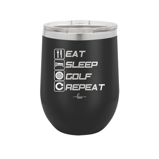 Eat Sleep Golf Repeat 3 - Laser Engraved Stainless Steel Drinkware - 1658 -