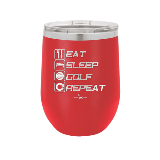 Eat Sleep Golf Repeat 3 - Laser Engraved Stainless Steel Drinkware - 1658 -