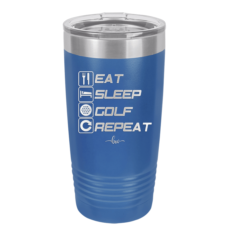 Eat Sleep Golf Repeat 3 - Laser Engraved Stainless Steel Drinkware - 1658 -
