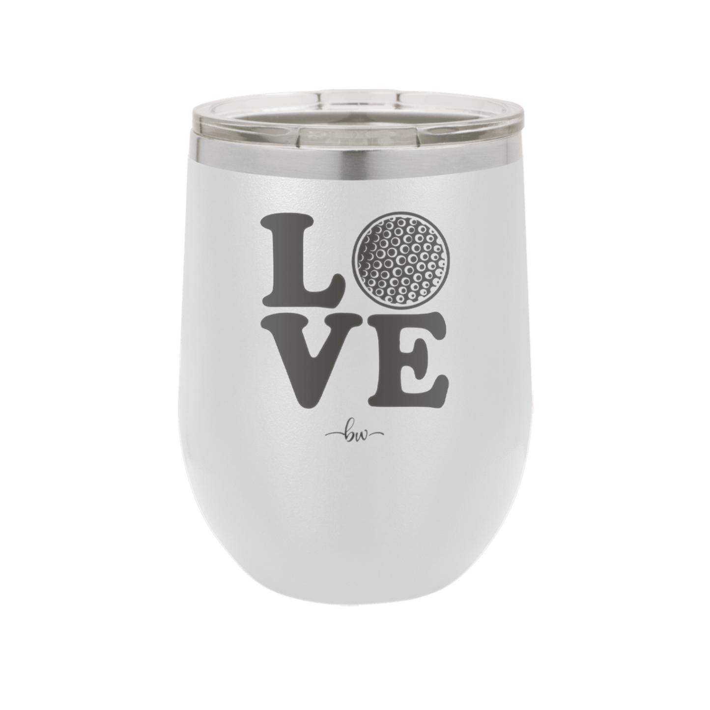 LOVE with Golf Ball - Laser Engraved Stainless Steel Drinkware - 1671 -