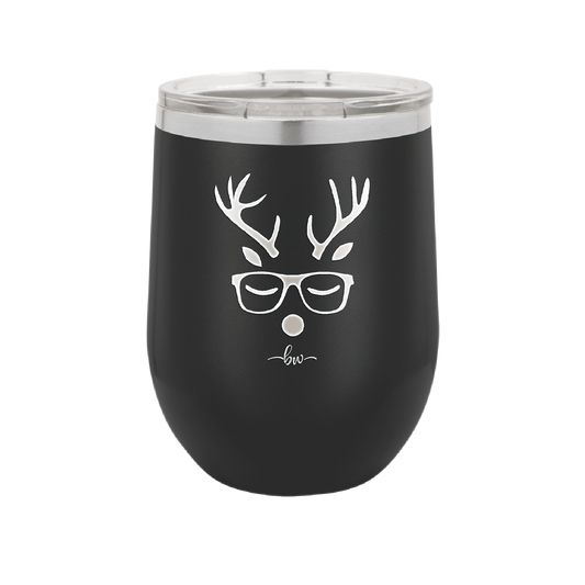 Hipster Reindeer - Laser Engraved Stainless Steel Drinkware - 1679 -