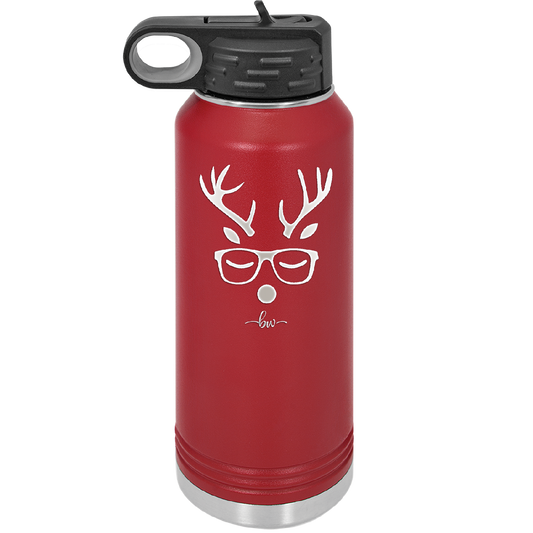 Hipster Reindeer - Laser Engraved Stainless Steel Drinkware - 1679 -