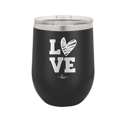 LOVE with Sketchy Heart - Laser Engraved Stainless Steel Drinkware - 1699 -