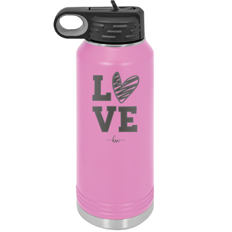 LOVE with Sketchy Heart - Laser Engraved Stainless Steel Drinkware - 1699 -