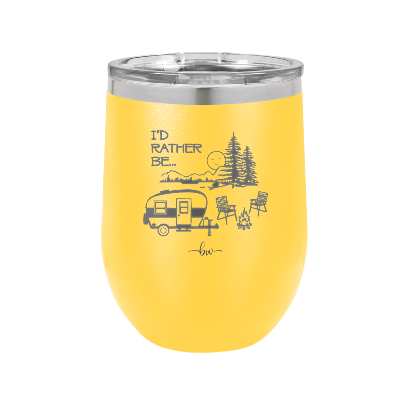 I'd Rather be Camping with Mountians - Laser Engraved Stainless Steel Drinkware - 1727 -