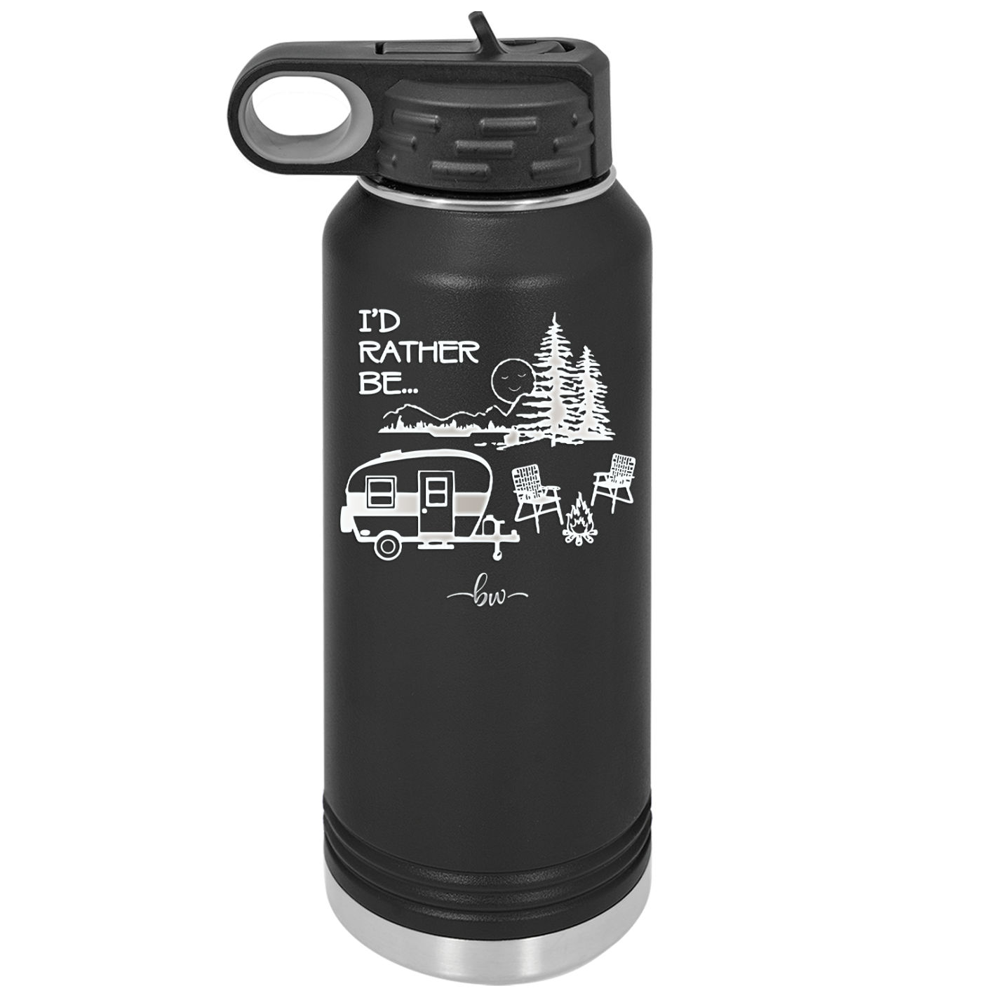 I'd Rather be Camping with Mountians - Laser Engraved Stainless Steel Drinkware - 1727 -