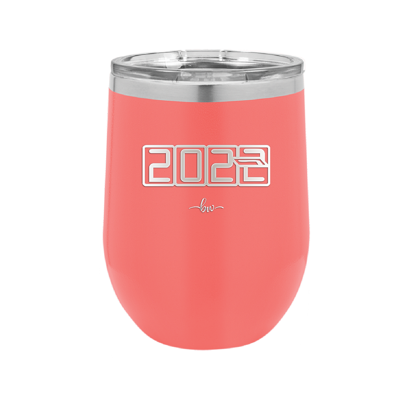 12 oz wine cup 2023 countdown-  coral